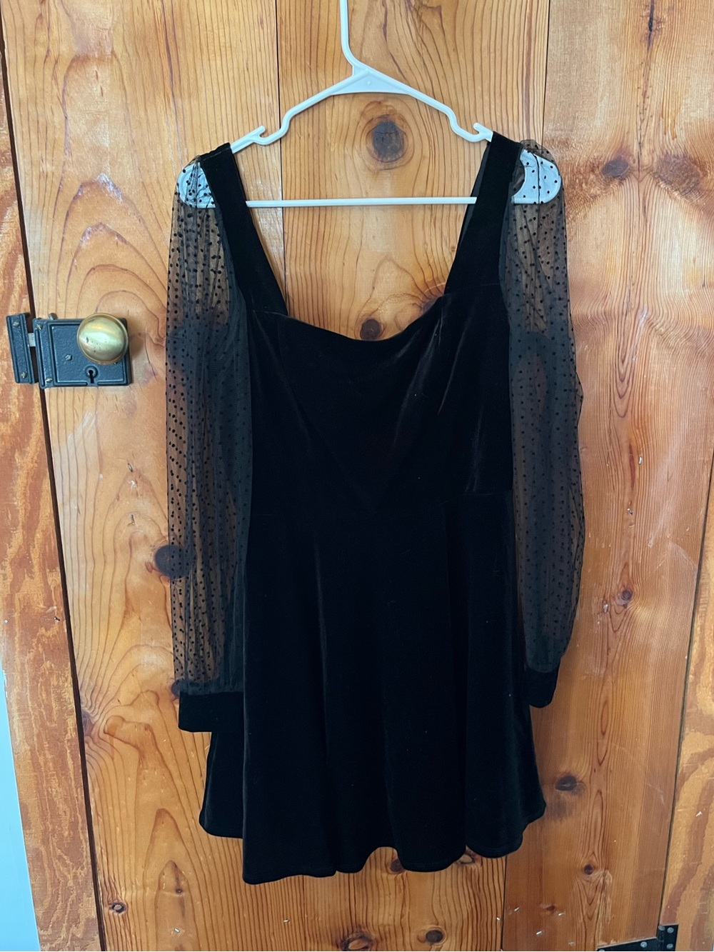 Dillard’s Midnight Doll Polka Dot & Velvet Dress